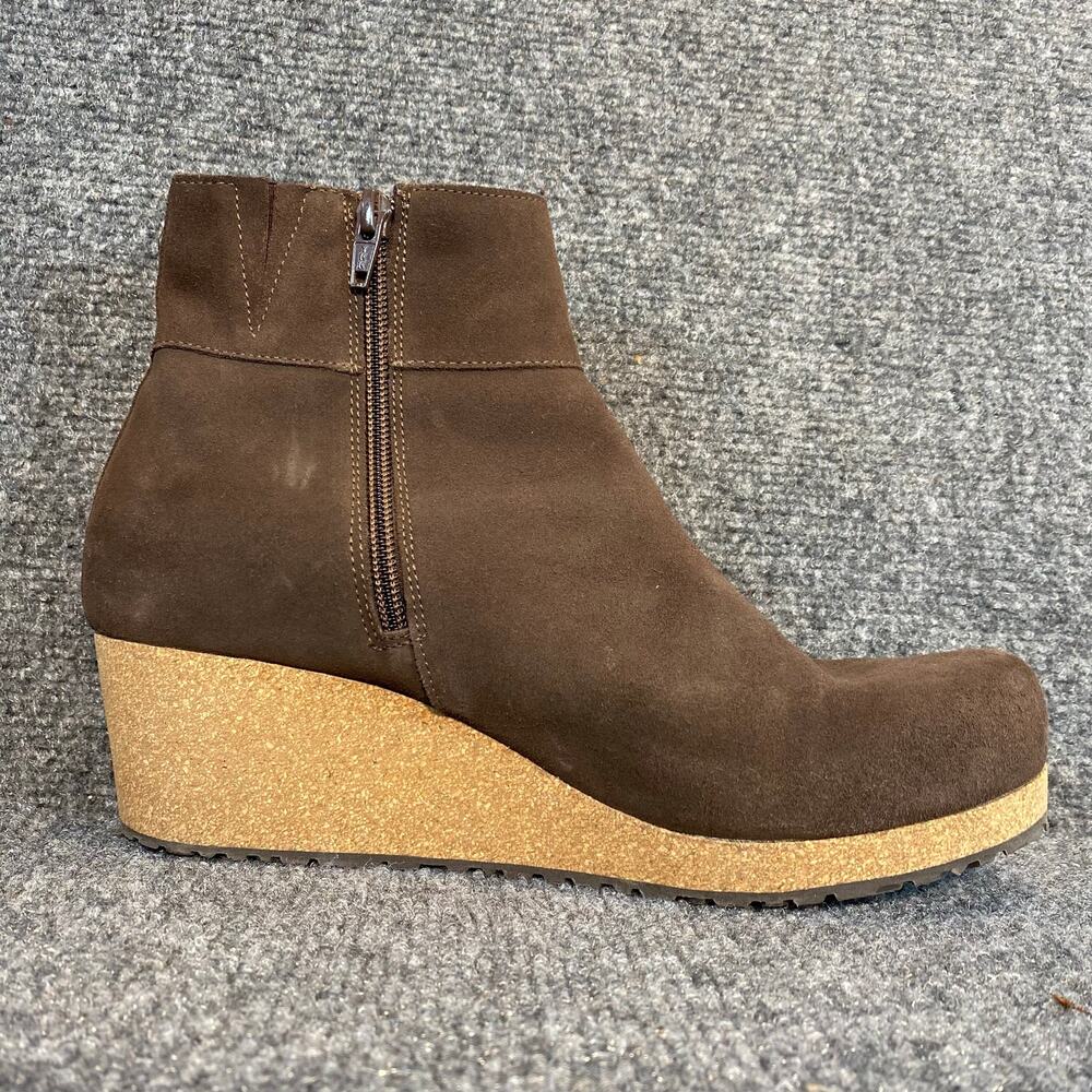 Birkenstock Papilio Ebba Brown Suede Wedge Ankle Boots Zip Booties Womens 9 - Picture 2 of 8